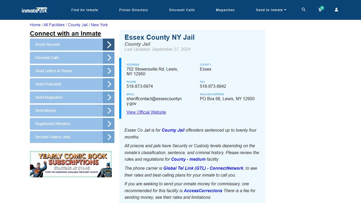 Essex County NY Jail - Inmate Locator