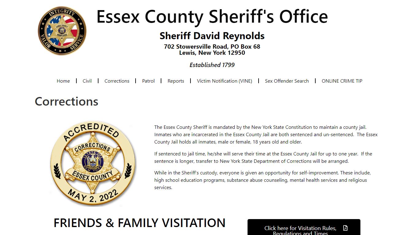 Corrections – Essex County Sheriff's Office