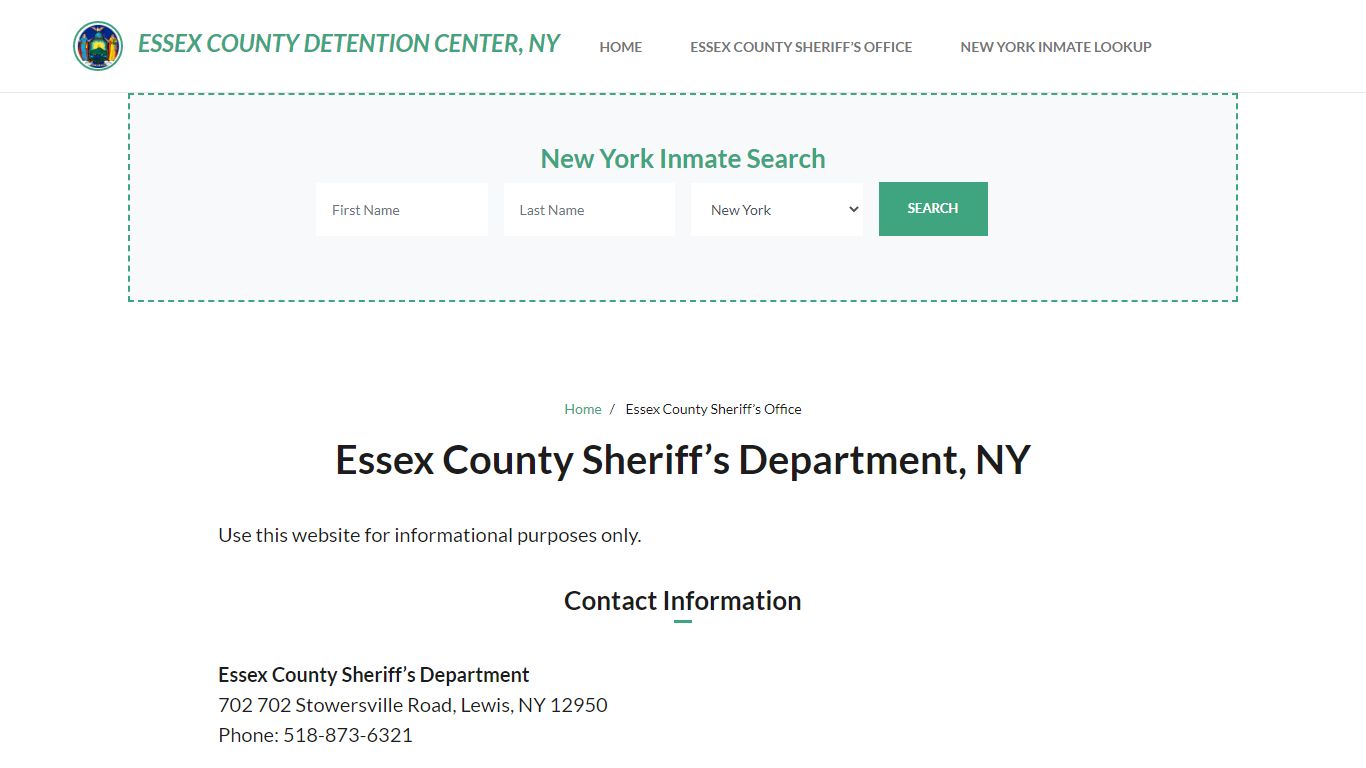 Essex County Sheriff Department, NY Arrests, Warrant Lookup