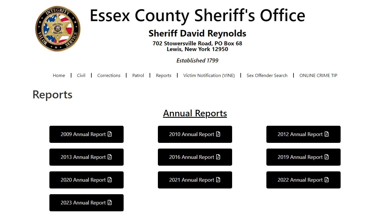 Reports – Essex County Sheriff's Office